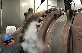 Steam cleaning cylindrical equipment